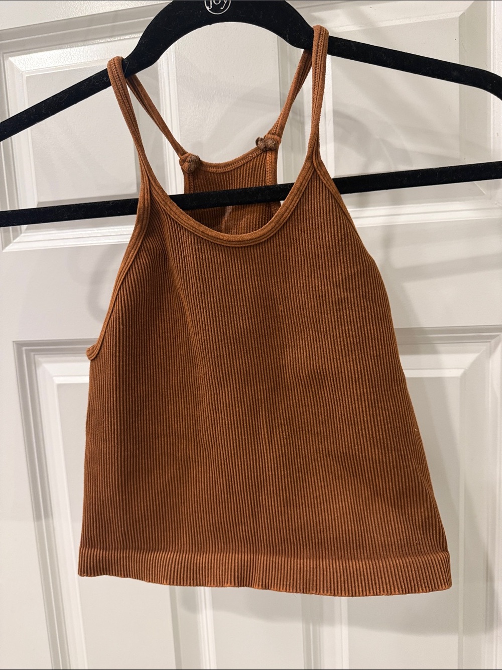 Free People Movement Happiness Runs Ribbed Crop Tank Brami Brown M/L
